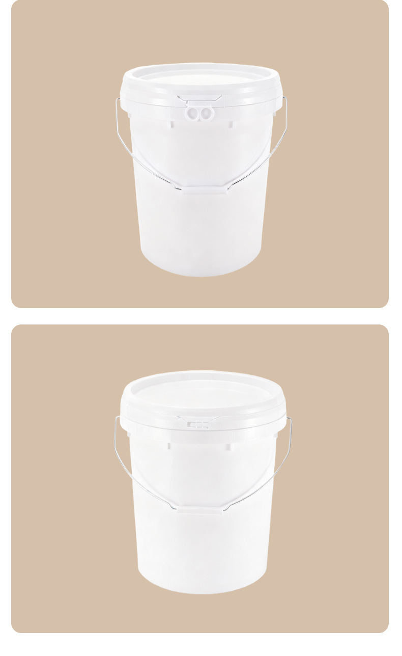 White product pail with fitted lid and metal handle
